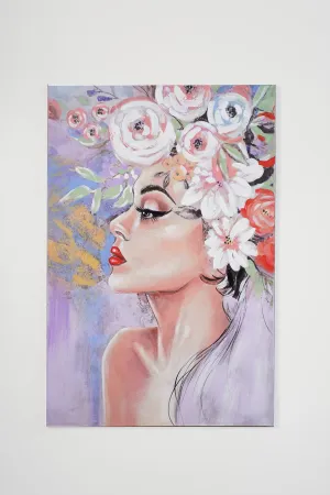 32"x48" Lady w/ Flowers Canvas