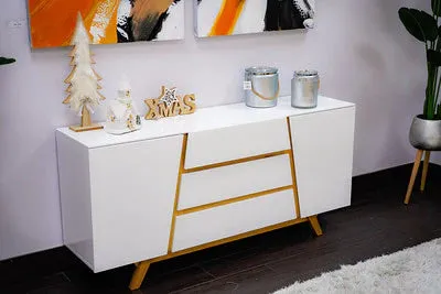 63" Sideboard Three Drawers Gloss White