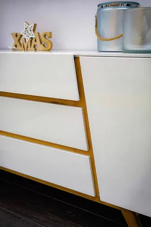 63" Sideboard Three Drawers Gloss White