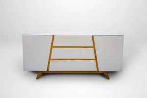 63" Sideboard Three Drawers Gloss White