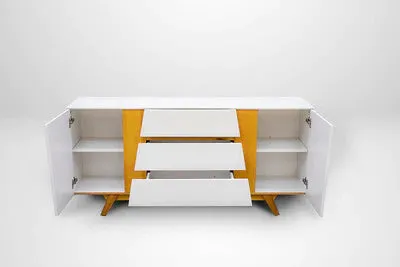 63" Sideboard Three Drawers Gloss White