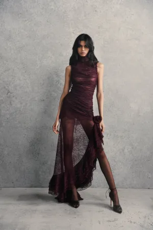 AUSTERE MAXI DRESS MAROON