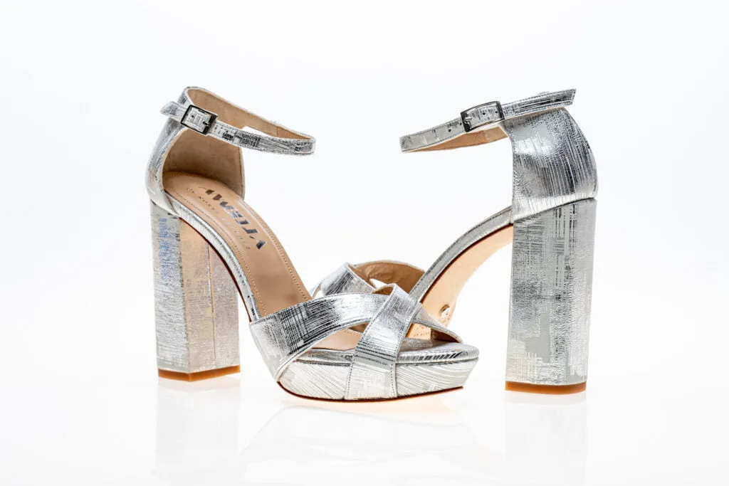 Bridal Actitud Platforms Striped Silver and White