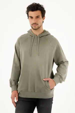 Buzo verde tipo hoodie con capucha para hombre