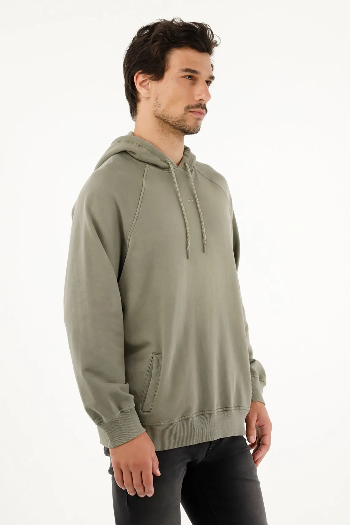 Buzo verde tipo hoodie con capucha para hombre