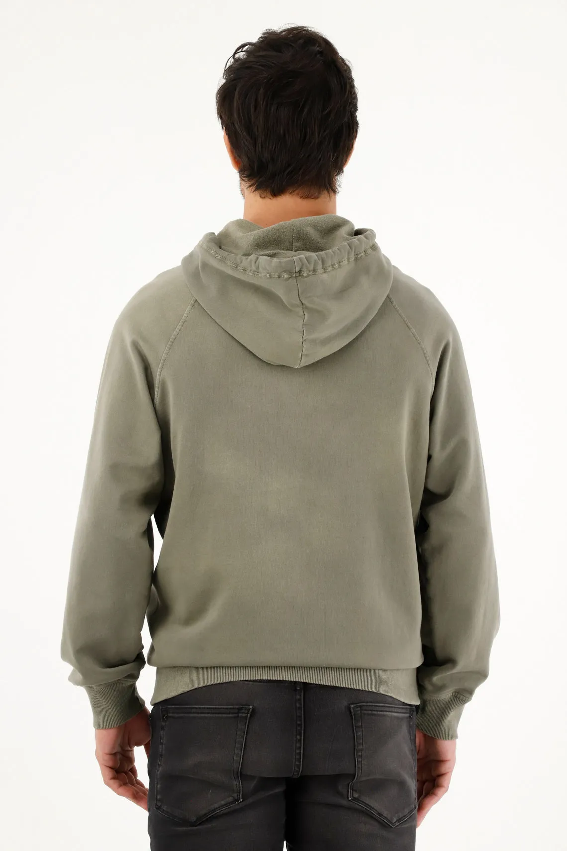 Buzo verde tipo hoodie con capucha para hombre