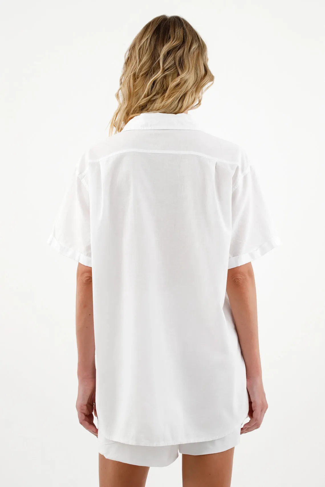 Camisa blanca manga corta para mujer