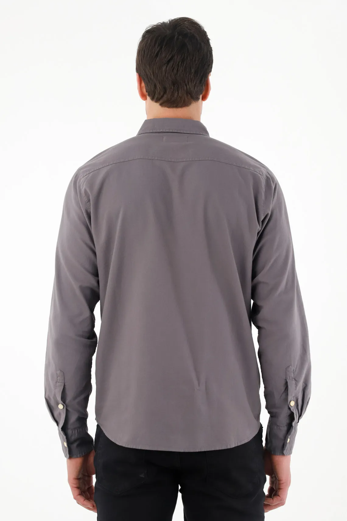 Camisa de botones gris para hombre