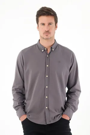 Camisa de botones gris para hombre