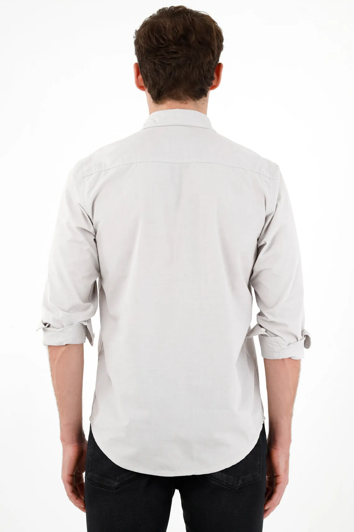 Camisa de tela preteñida gris para hombre