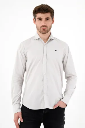 Camisa de tela preteñida gris para hombre