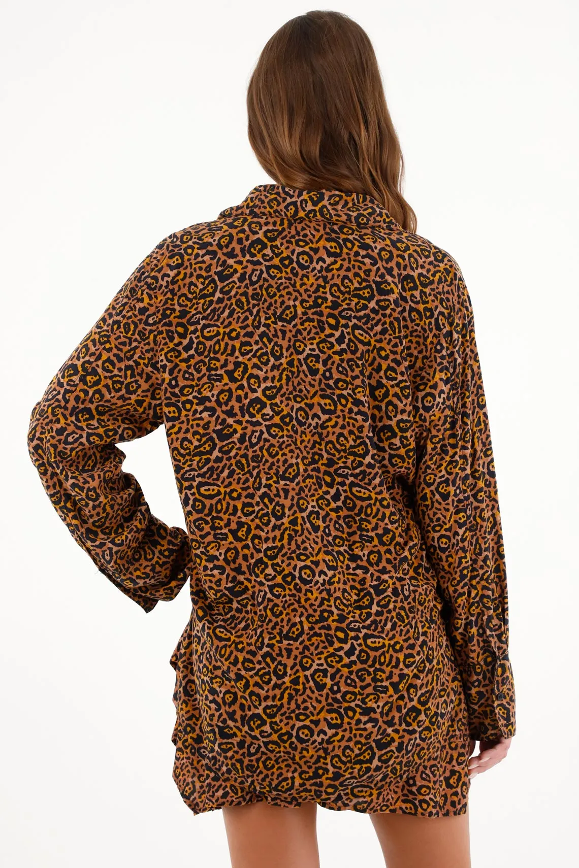 Camisa manga larga animal print para mujer