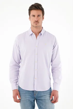 Camisa manga larga morada para hombre