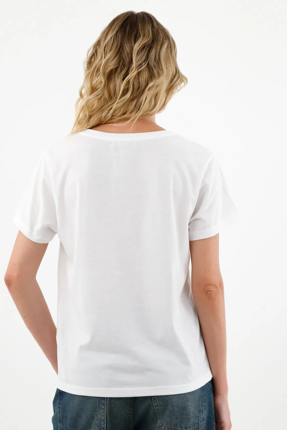 Camiseta blanca estampada para mujer