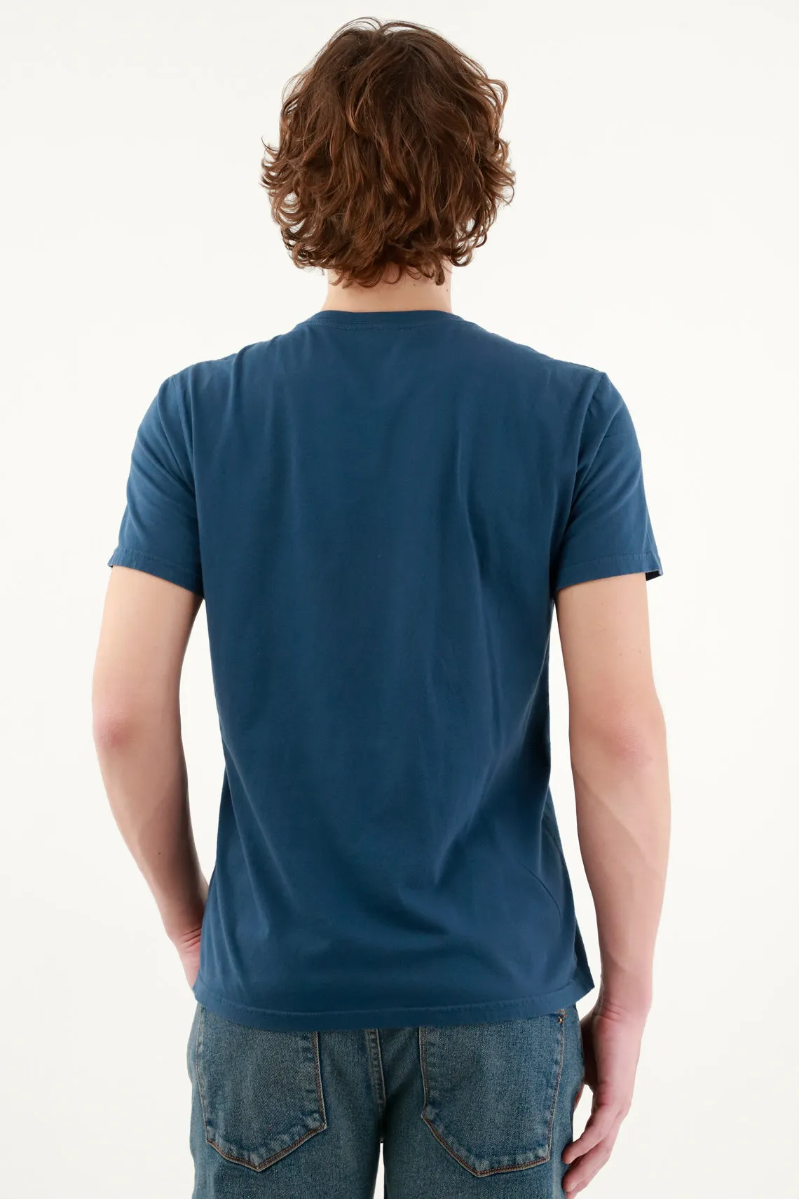 Camiseta básica azul para hombre