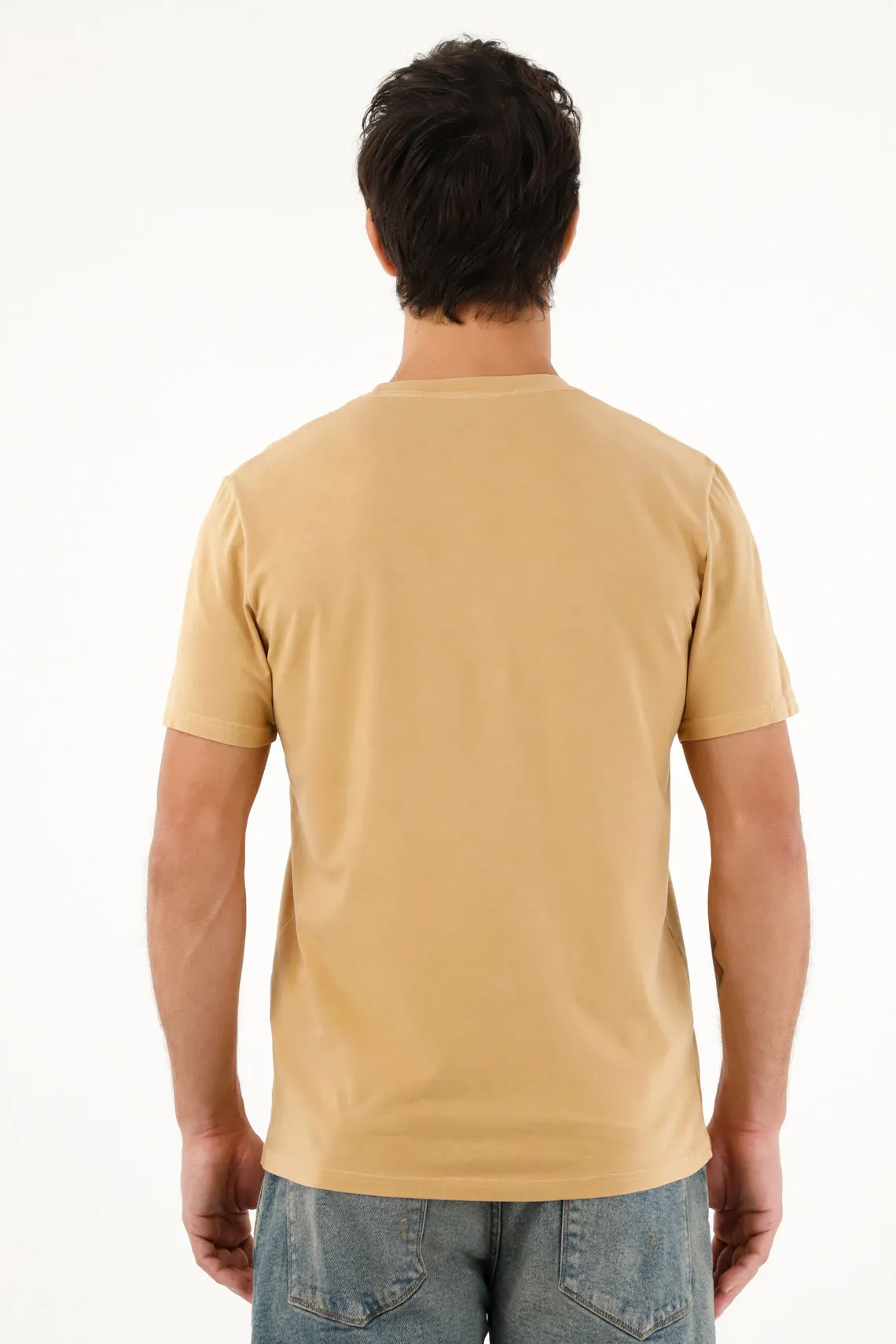 Camiseta cuello redondo café para hombre