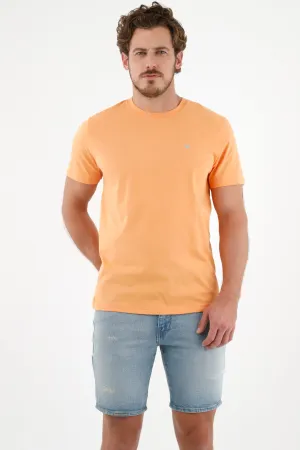 Camiseta naranja manga corta para hombre