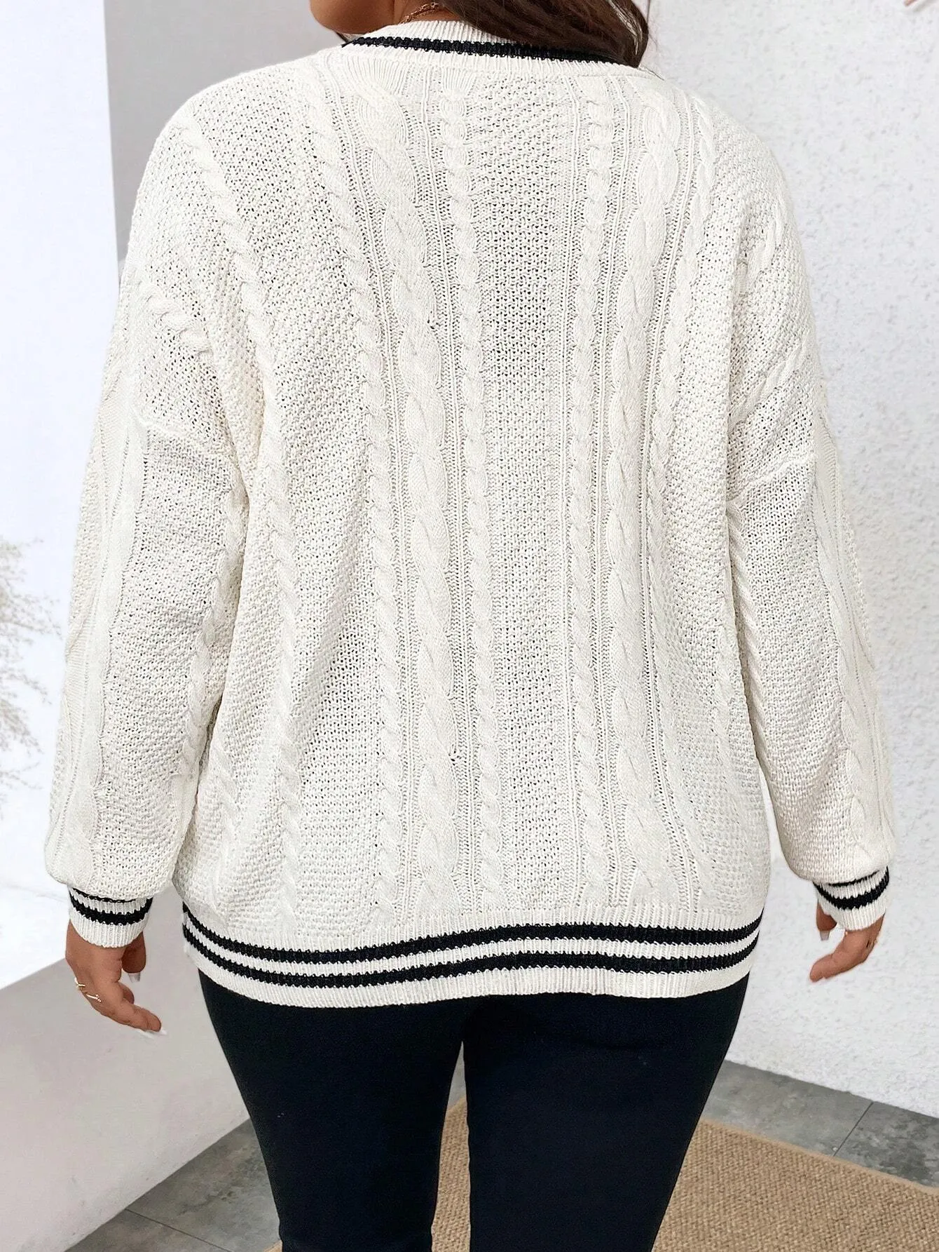 Cardigan Listrado Plus Size