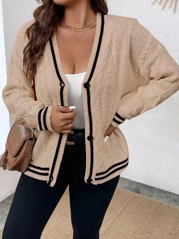 Cardigan Listrado Plus Size