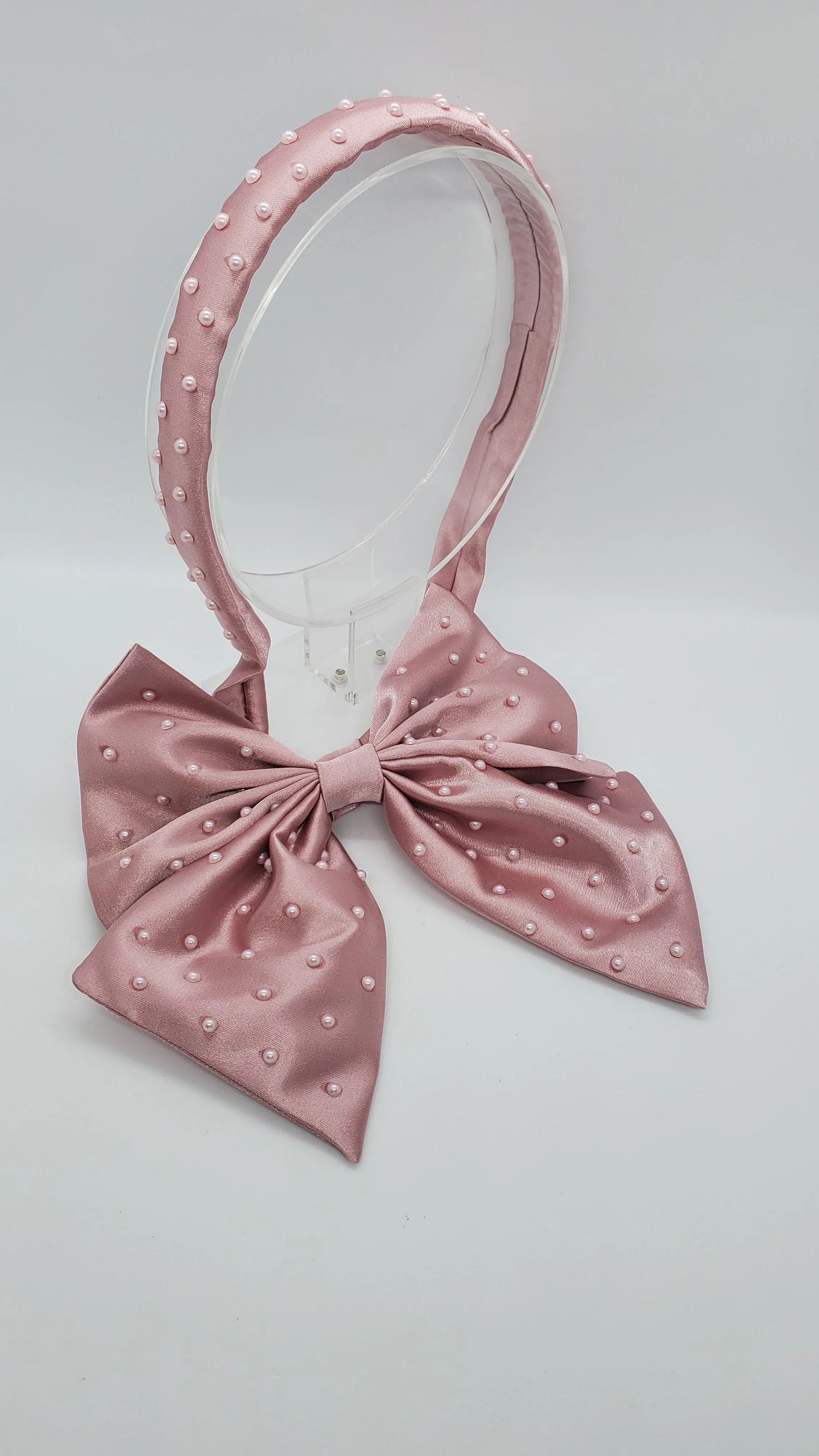 Diadema con Moño /  Elegant Tiara with Bow / Satin fabric Bow for Girls