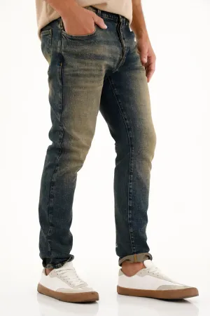 Jean Skinny tiro medio azul oscuro para hombre