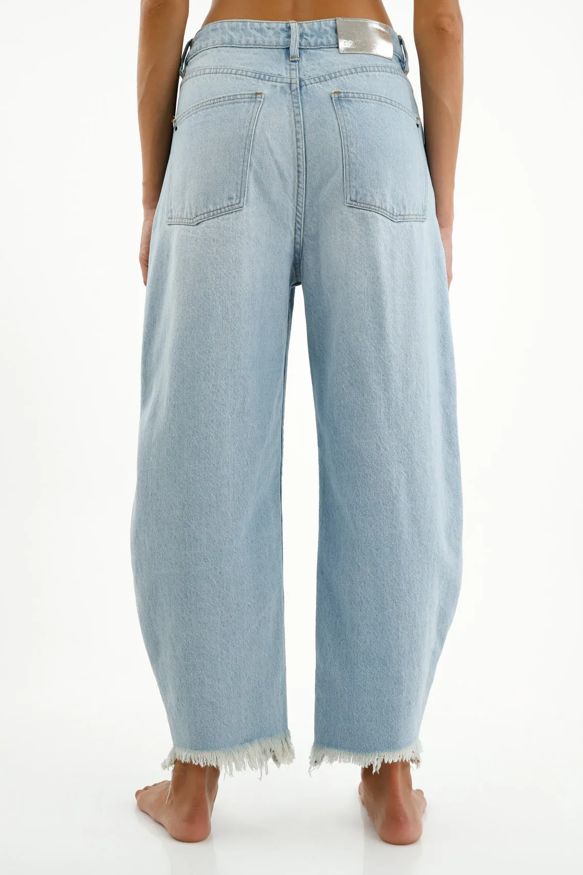 Jean Slouchy azul desflecado para mujer