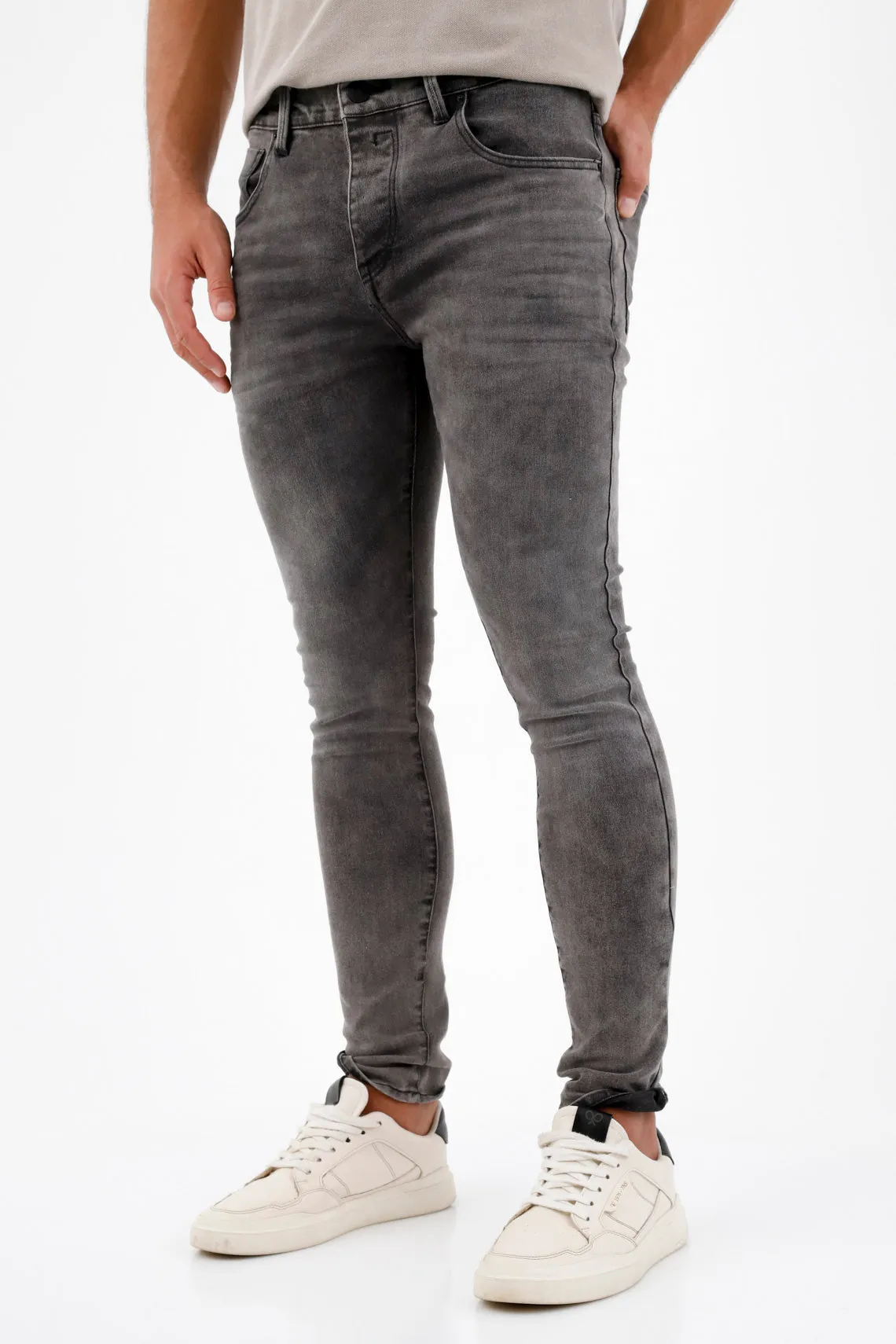 Jean Super Skinny negro para hombre