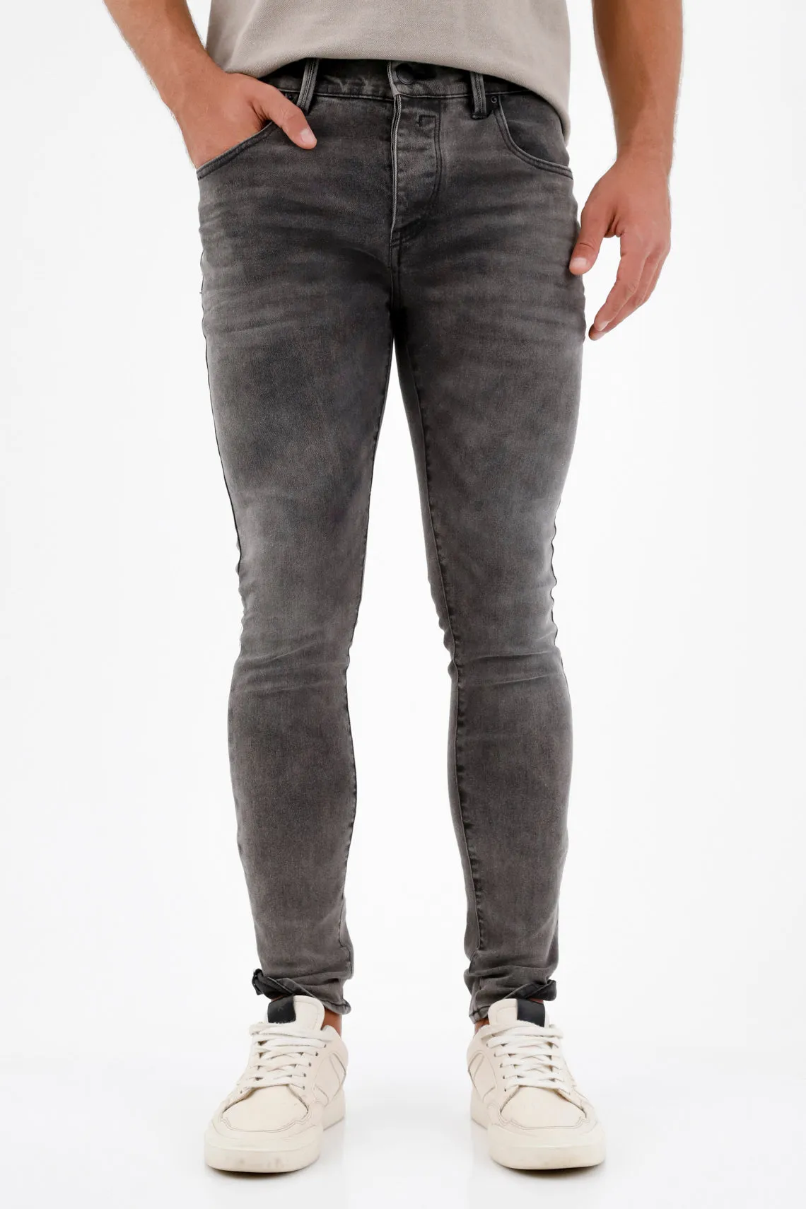 Jean Super Skinny negro para hombre