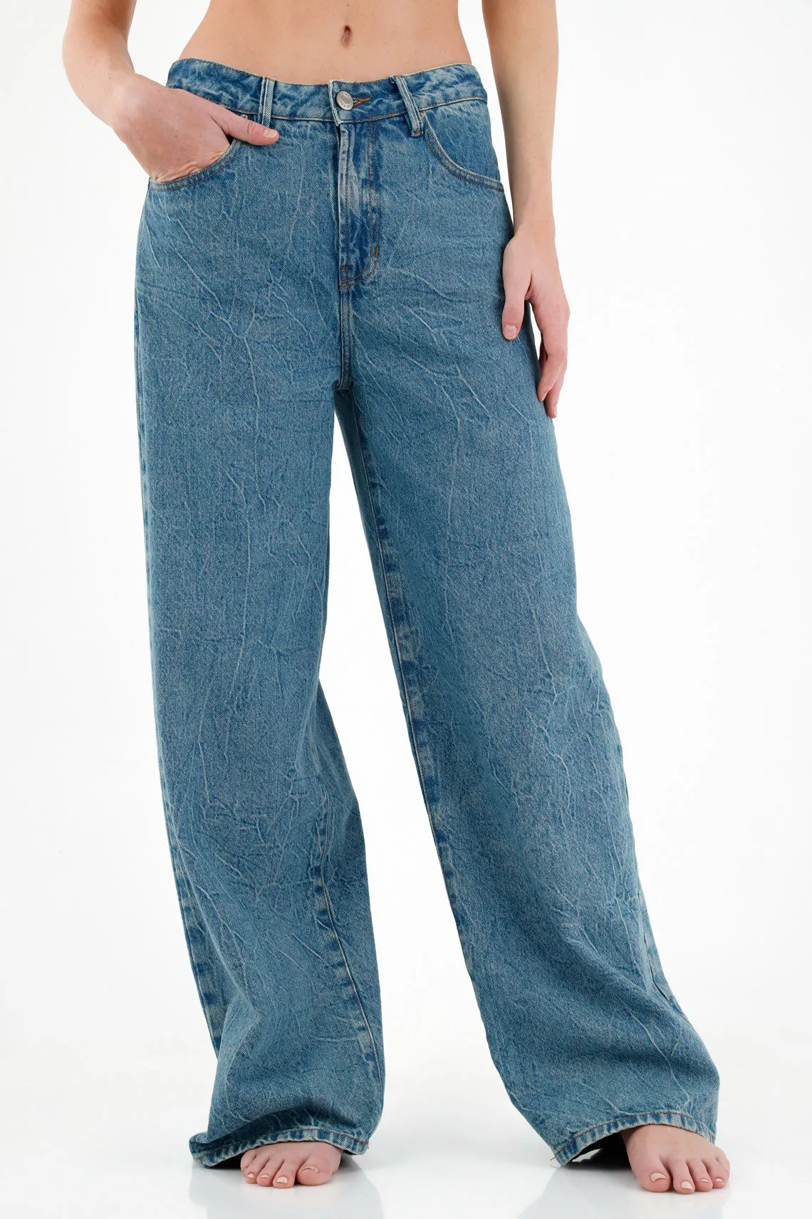 Jean Wide Leg con efecto craquelado para mujer