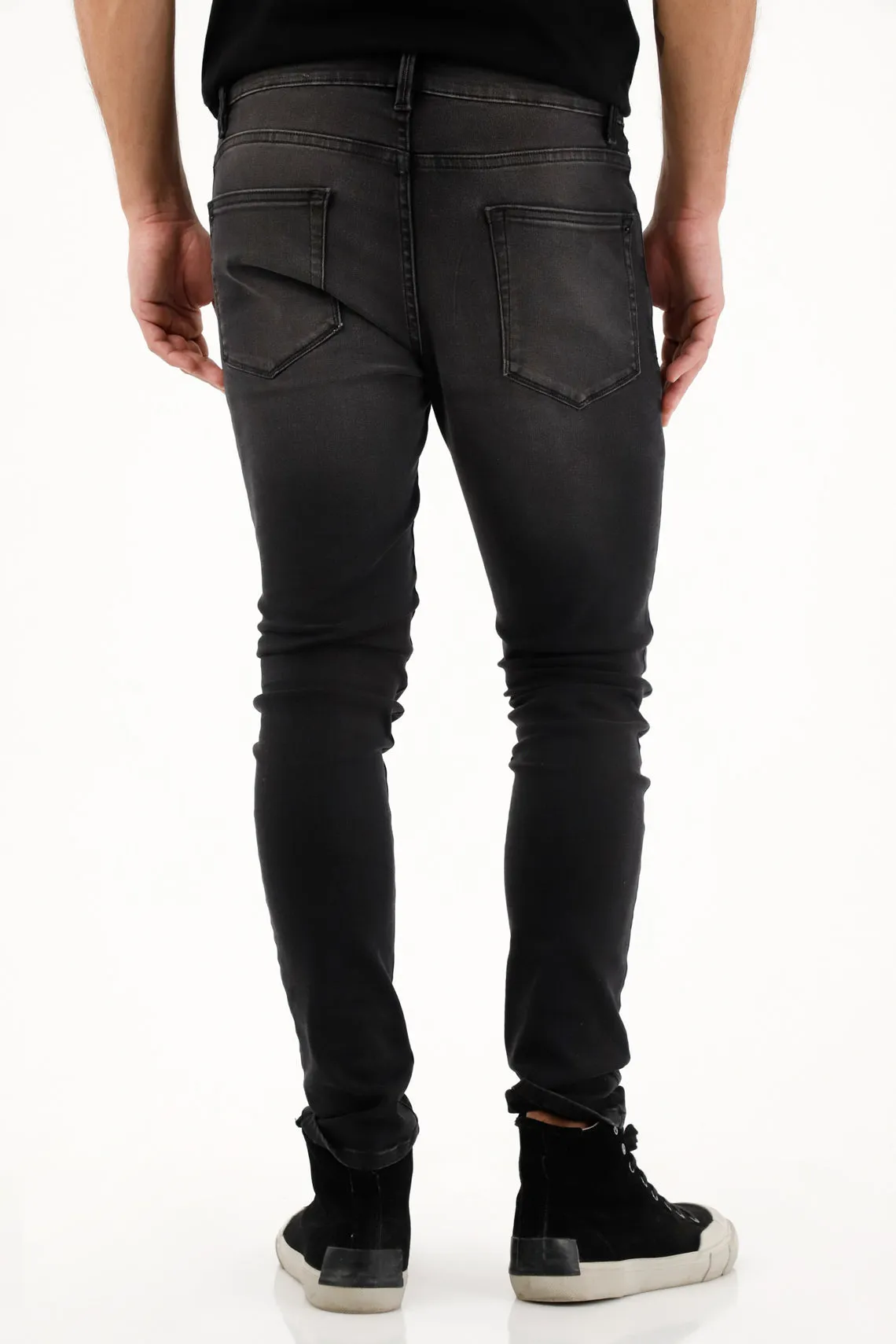 Jean Super Skinny negro tiro medio para hombre