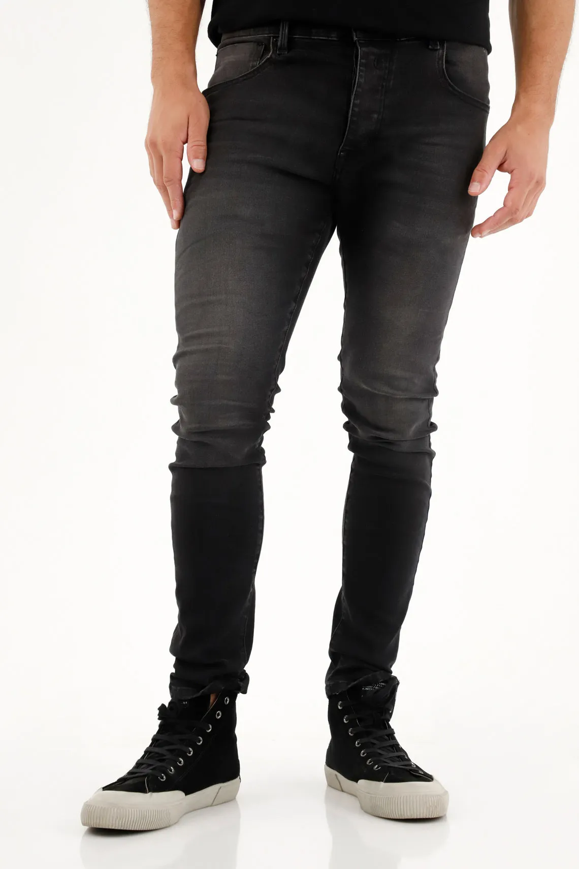 Jean Super Skinny negro tiro medio para hombre