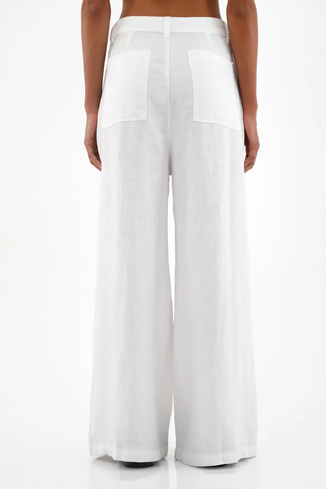 Pantalón en lino blanco para mujer