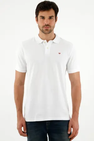 Polo blanca con raqueta multicolor para hombre