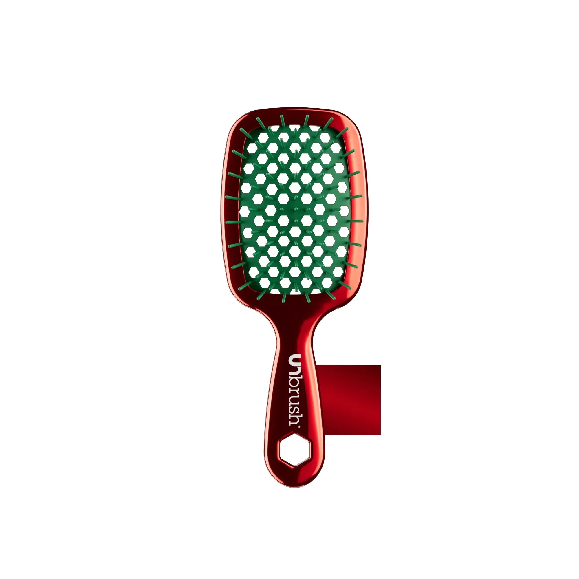 UNbrush Detangling Hair Brush Mini Chrome - Poinsettia