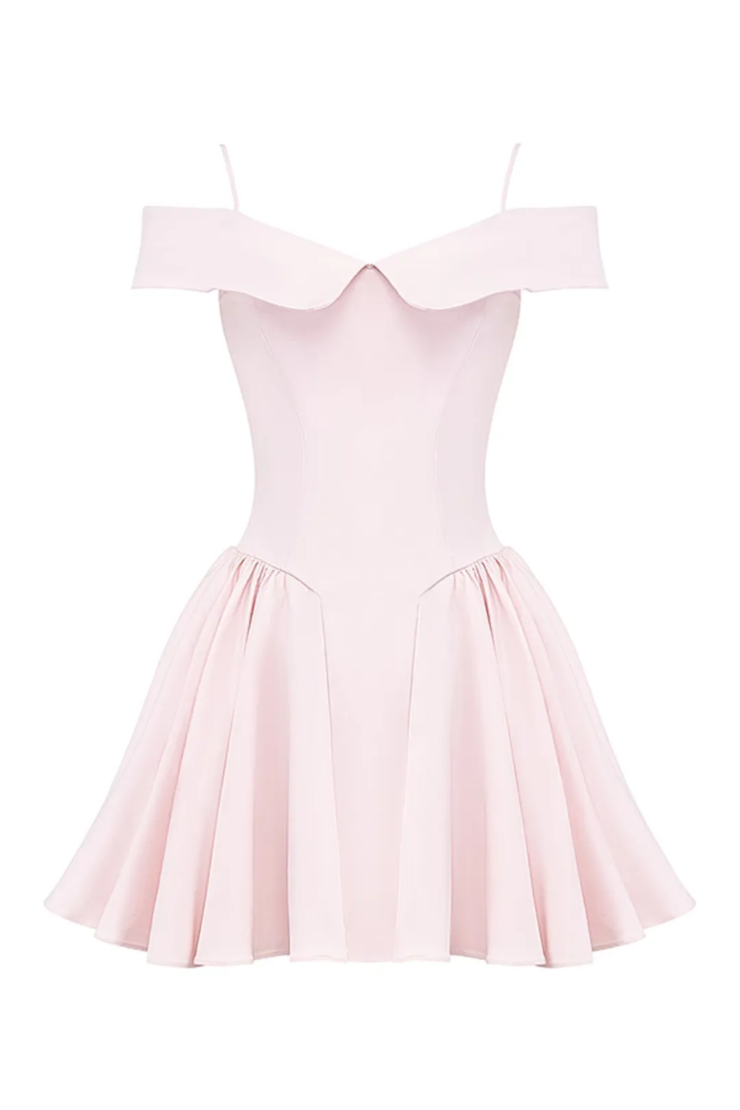 Vestido Curto Bailarina Off Shoulder Rosa Modelo Elida