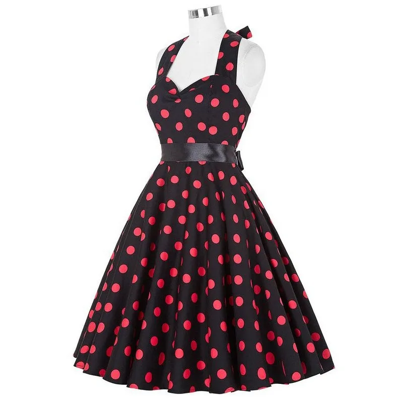 Vestidos Pinup Midi Estampa Bolinhas Frente Única