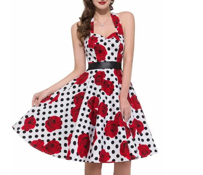 Vestidos Pinup Midi Estampa Bolinhas Frente Única