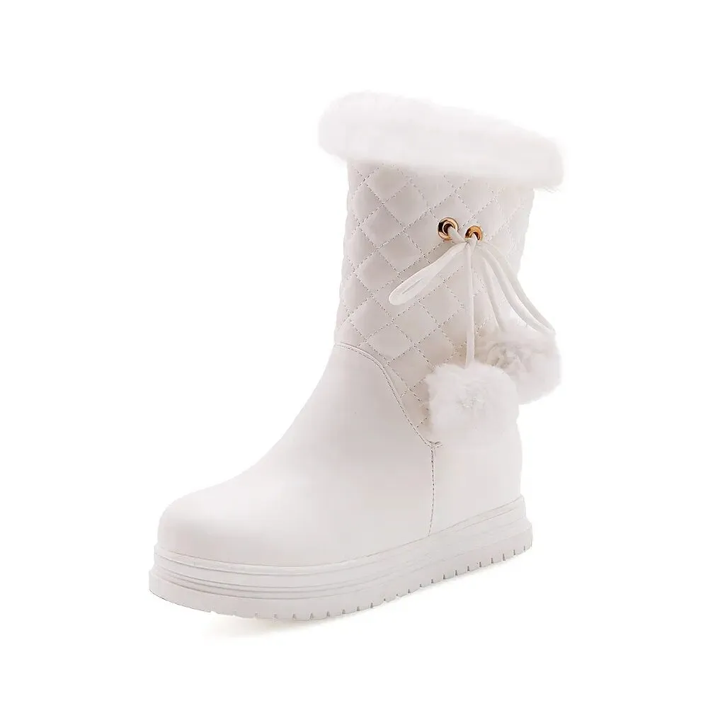 Winter Boots For Women - Botas de Invierno de Mujer Platform Thick Plush Warm Zip White Pink Black