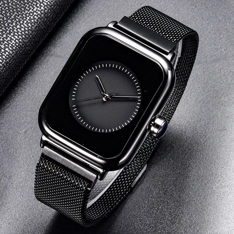 Women Watch Square Quartz Watches Creative Rectangle Dial Female Wristwatches Minimalist Quartz Magnetic Unisex Watch For Couple Lovers Reloj para Mujeres