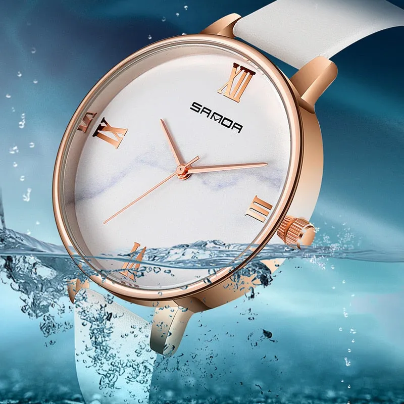 Women Watch White Leather Quartz Ladies Watch Simple Dial Girl Clock Casual Ladies Reloj para Mujeres